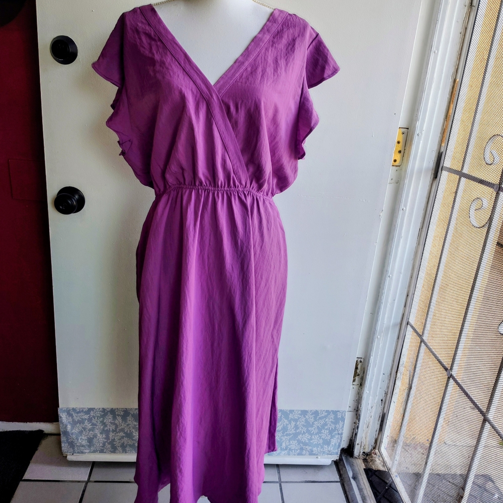 Kori Women's Elegant Purple V-Neck Dress Size XL